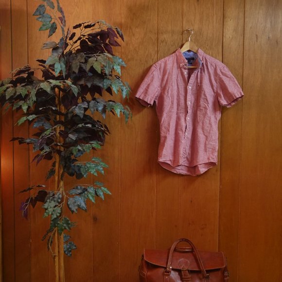 Pink Linen Style - Tommy Hilfiger Button Up - Short Sleeve L/G - Picture 2 of 4
